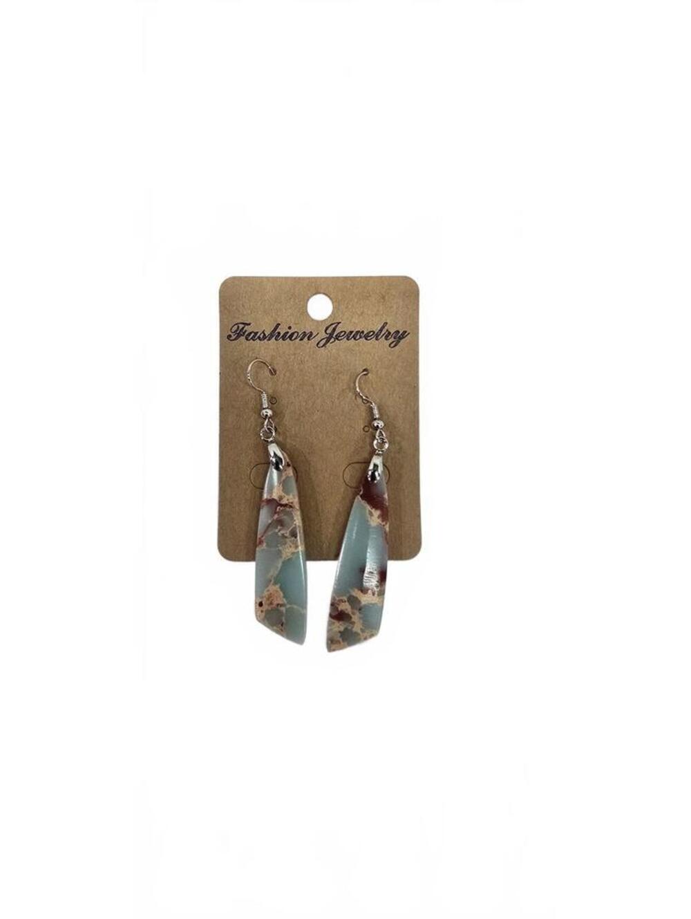 Handmade Blue and Brown Resin Dangle Earrings